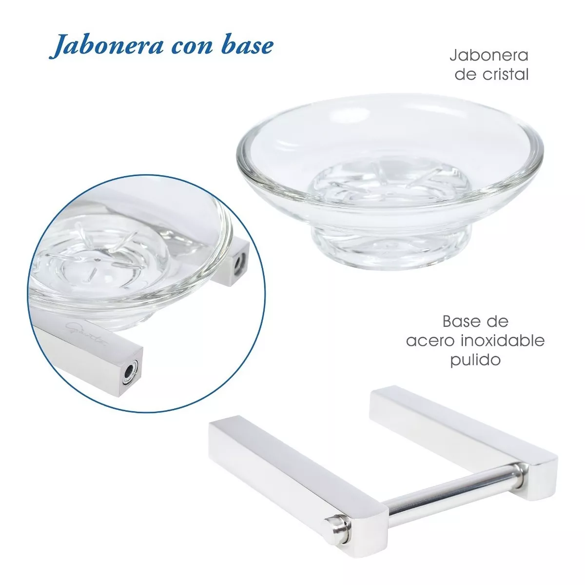 Foto 7 pulgar | Jabonera de Cristal con Base Gravita AB 1913.5A 46 color Plata