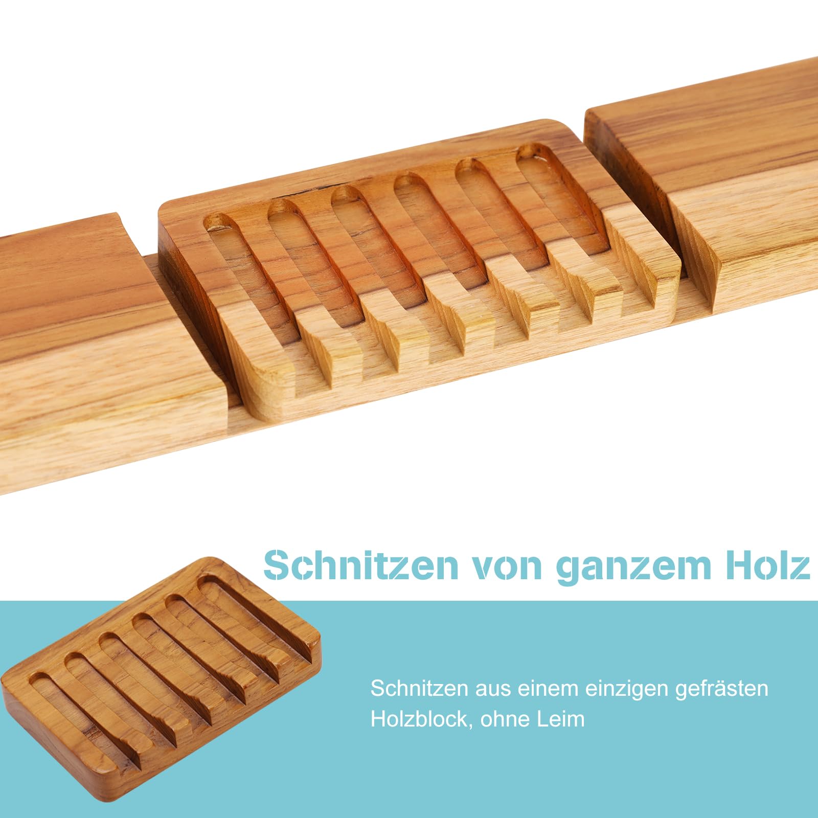 Foto 3 pulgar | Jabonera HTB Diseño Inclinado de Cascada Madera de Teca Natural - Venta Internacional