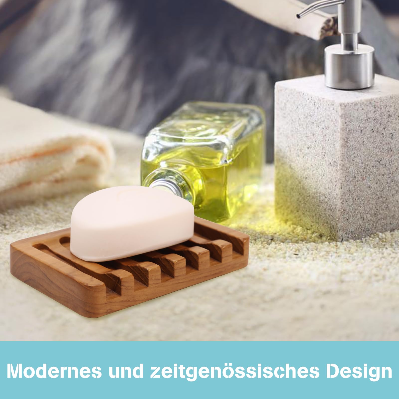Foto 6 pulgar | Jabonera HTB Diseño Inclinado de Cascada Madera de Teca Natural - Venta Internacional