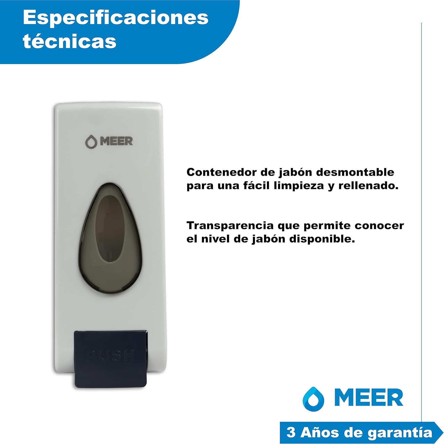 Foto 4 | Dispensadores De Jabón De Plástico, Color Blanco Con Capacidad De 600 Ml C/u (incluye 2 Despachadores De Jabon