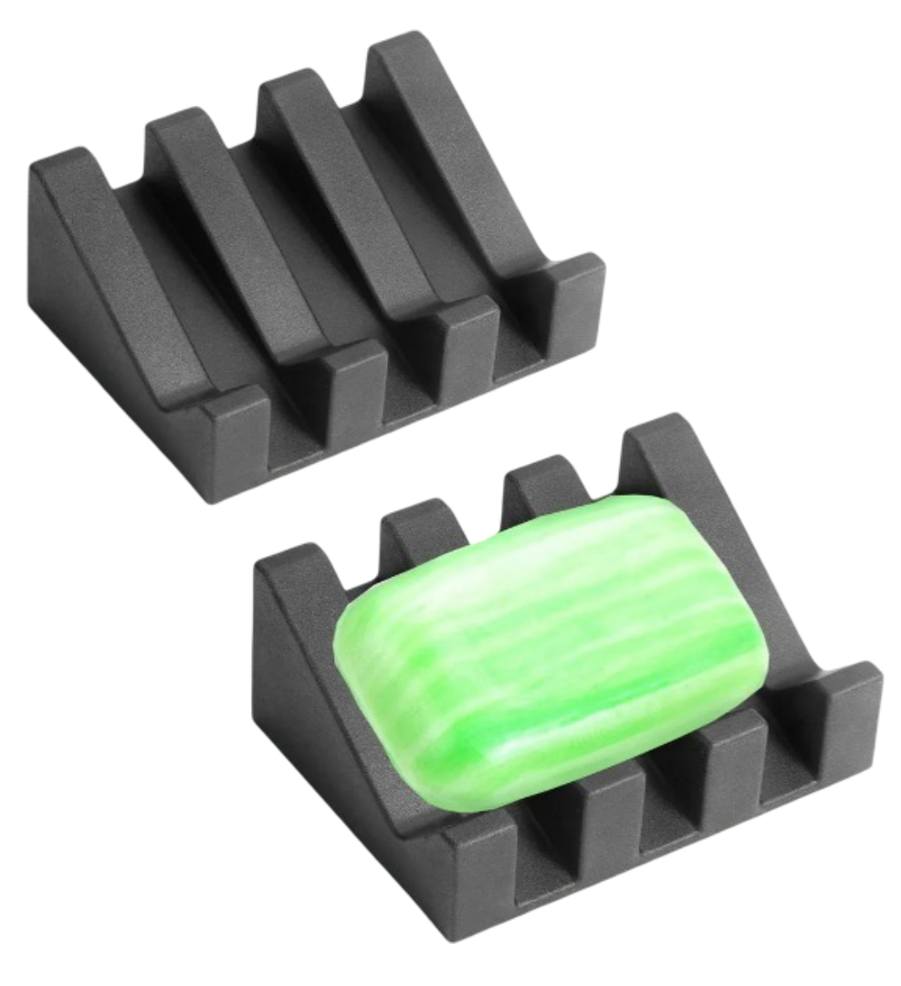 Exclusiva Jabonera Xtellar De Silicona De Alta Calidad Con Super Drenaje, Set De 2, Color Negro