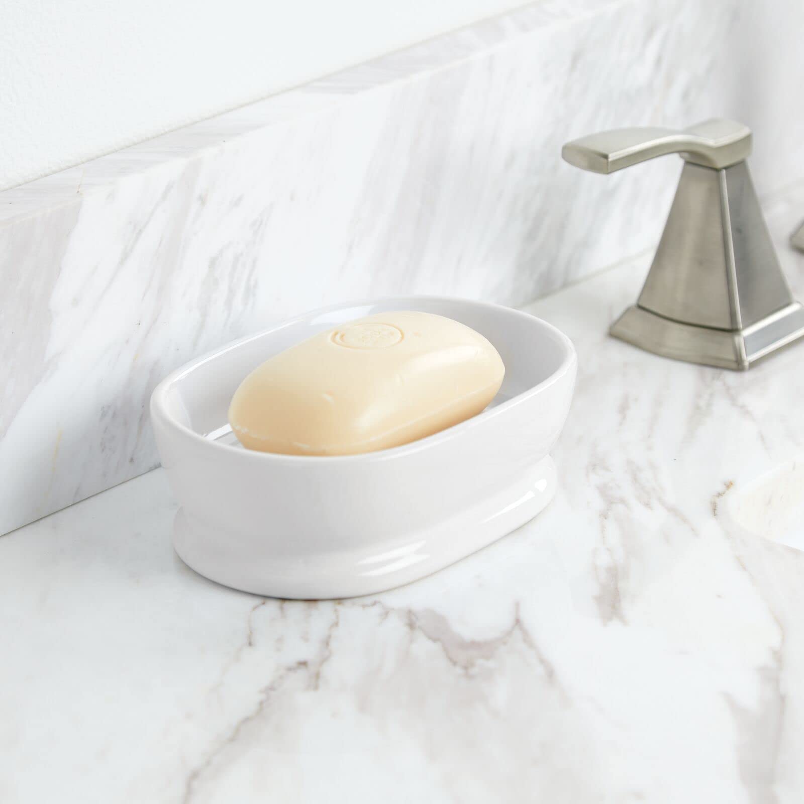 Foto 4 pulgar | Jabonera De Cerámica Decorativa Mdesign Para Baño  Color Blanco - Venta Internacional.