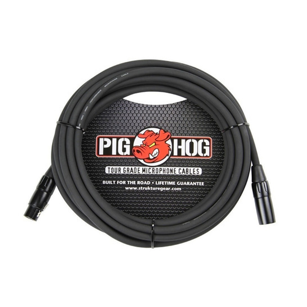 Cable para Guitarra o Bajo Pig Hog Negro de 7.62 m