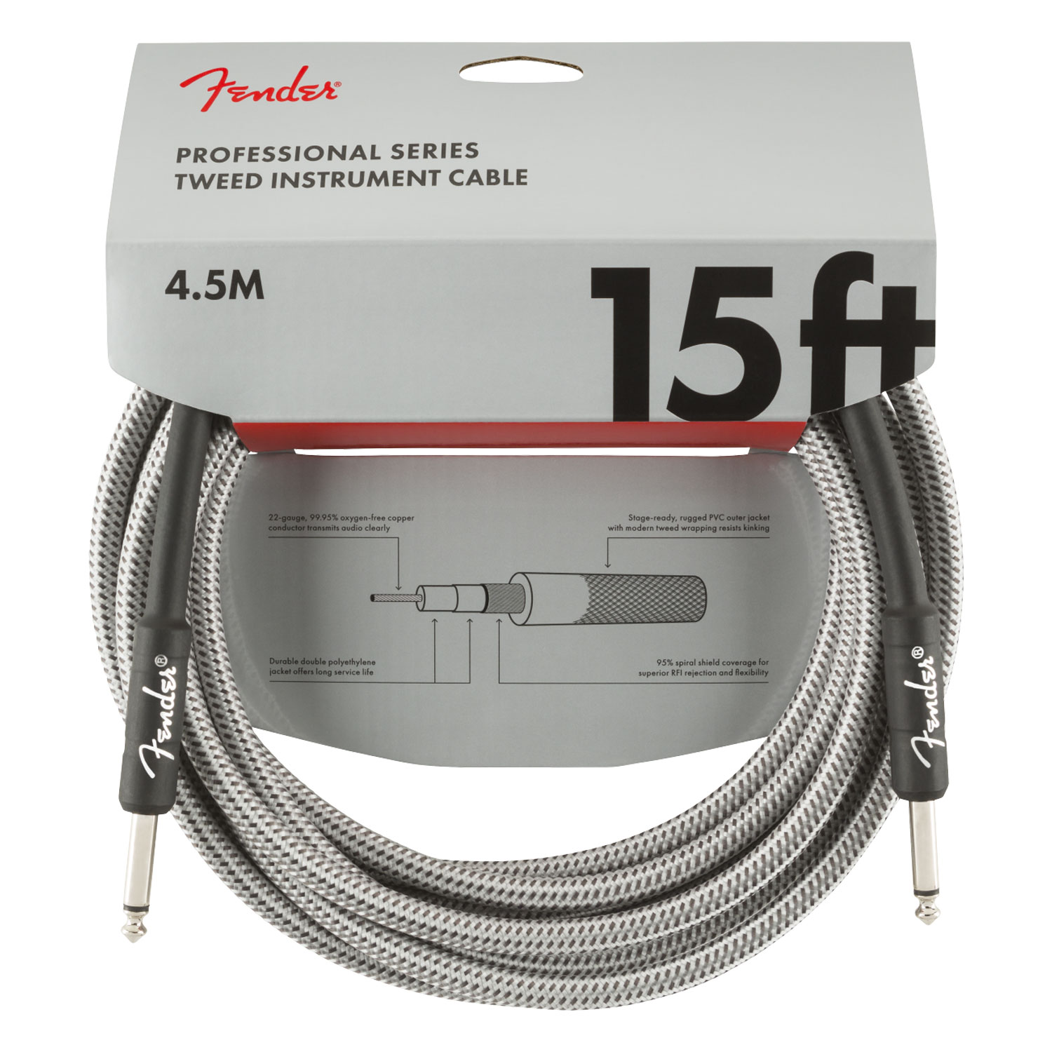 Foto 4 pulgar | Cable Fender de 4.5 m 0990820066 Blanco para Guitarra o Bajo