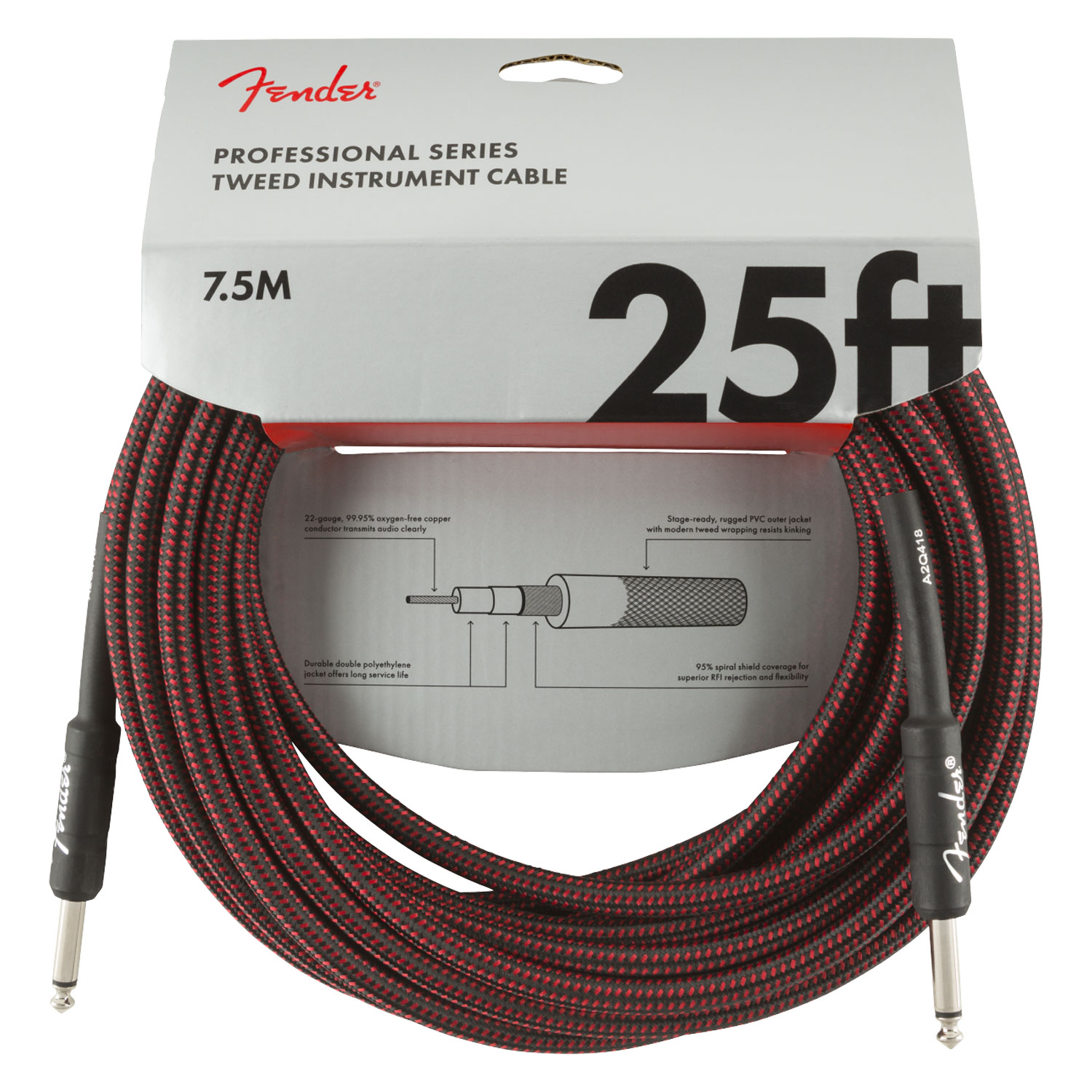 Foto 4 pulgar | Cable Fender 7.5 m 0990820070 Rojo para Guitarra o Bajo