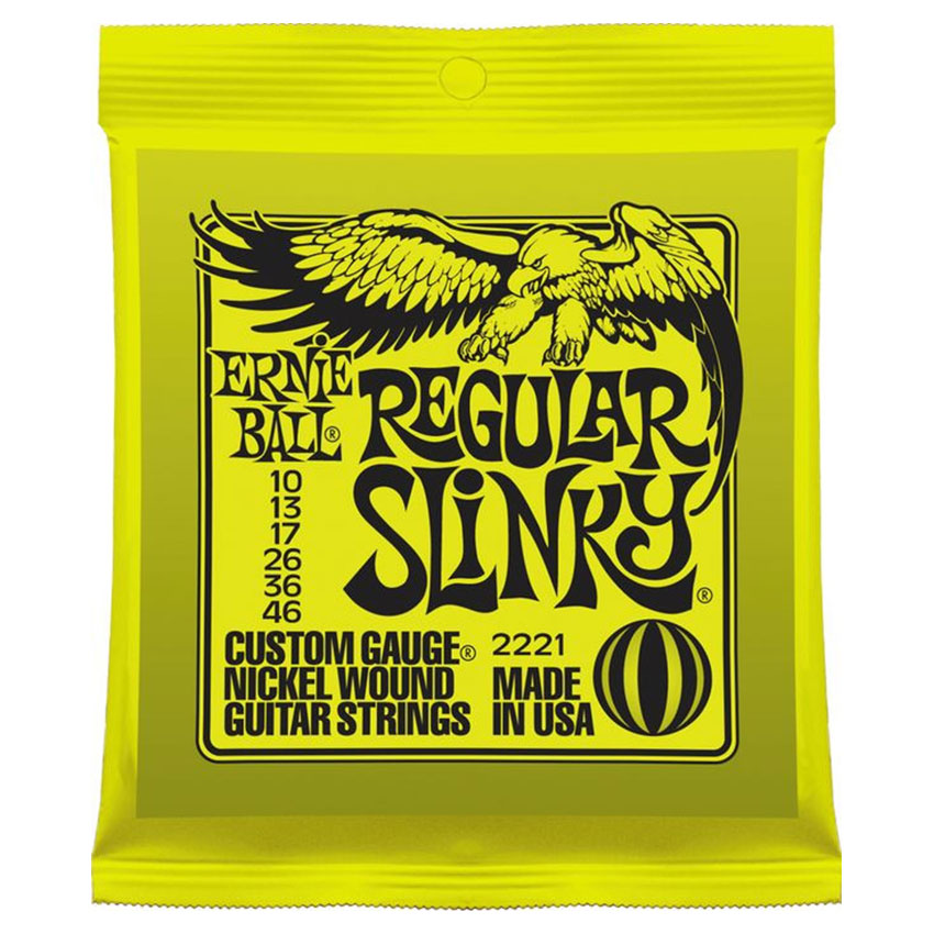 Encordadura para Guitarra Eléctrica Ernie Ball color Plateado de Acero Regular Slinky