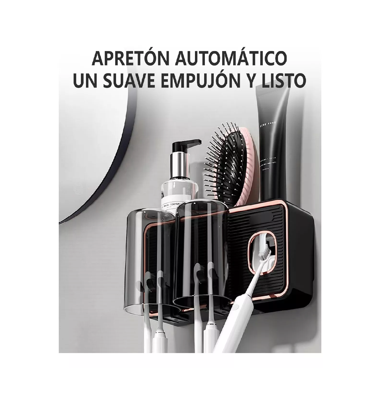 Foto 3 pulgar | Porta Cepillos de Pared con Dispensador de Pasta Negro