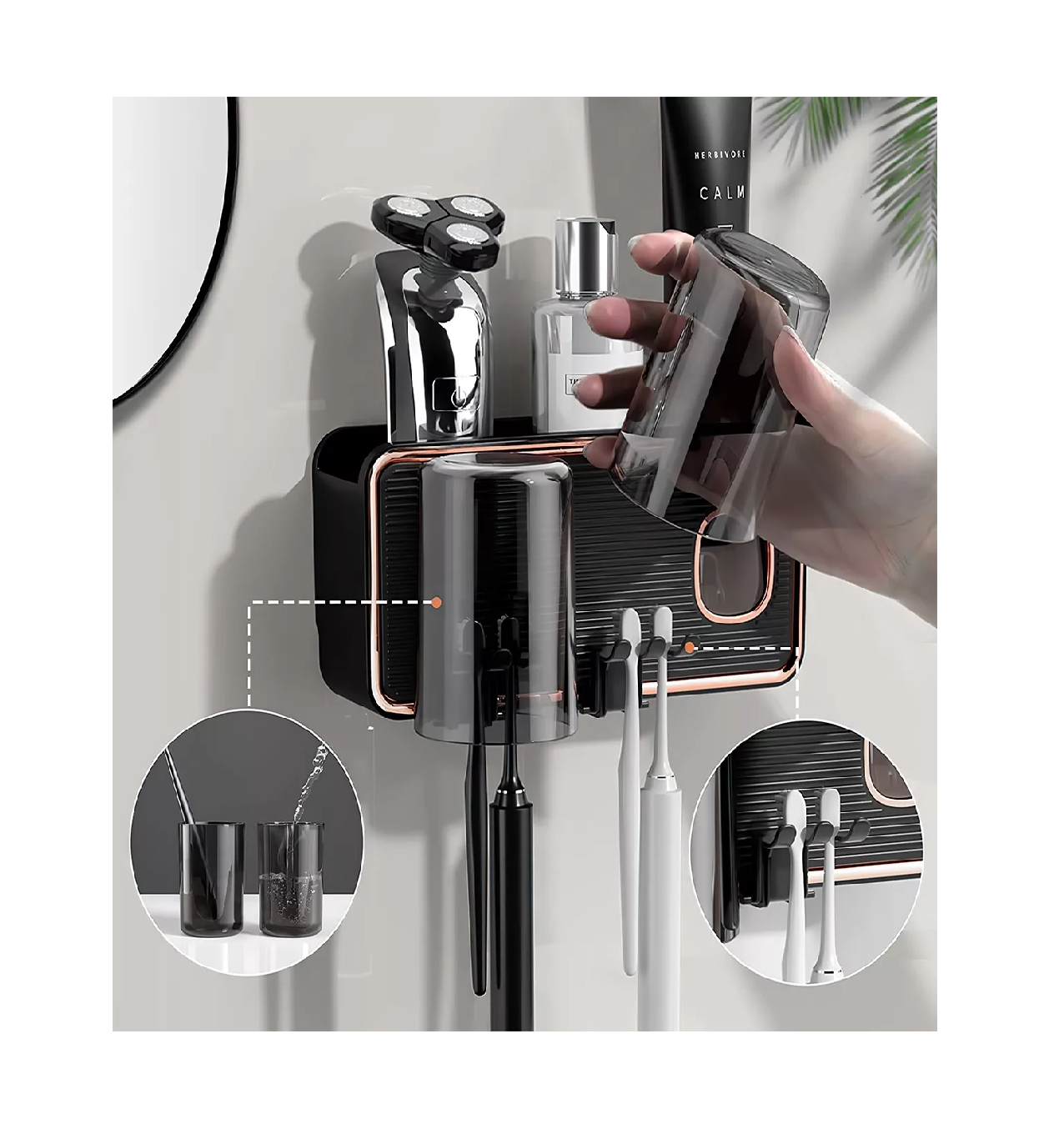 Foto 4 pulgar | Porta Cepillos de Pared con Dispensador de Pasta Negro