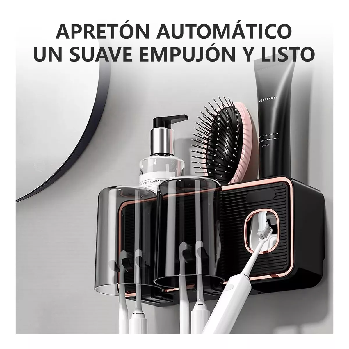Foto 3 pulgar | Porta Cepillos de Pared Organizador con Dispensador de Pasta Eo Safe Imports Esi-11503 Negro