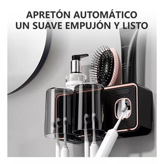 Foto 2 | Porta Cepillos de Pared Organizador con Dispensador de Pasta Eo Safe Imports Esi-11503 Negro