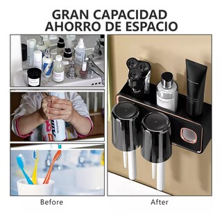 Foto 3 | Porta Cepillos de Pared Organizador con Dispensador de Pasta Eo Safe Imports Esi-11503 Negro