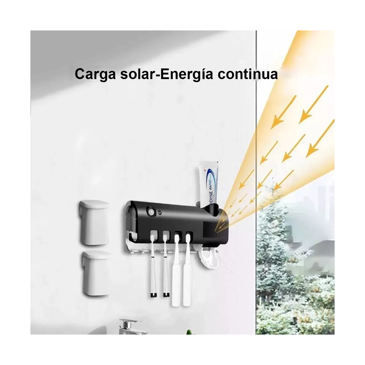 Foto 4 pulgar | Porta Cepillos Dispensador de Pasta Recargable Eo Safe Imports Negro