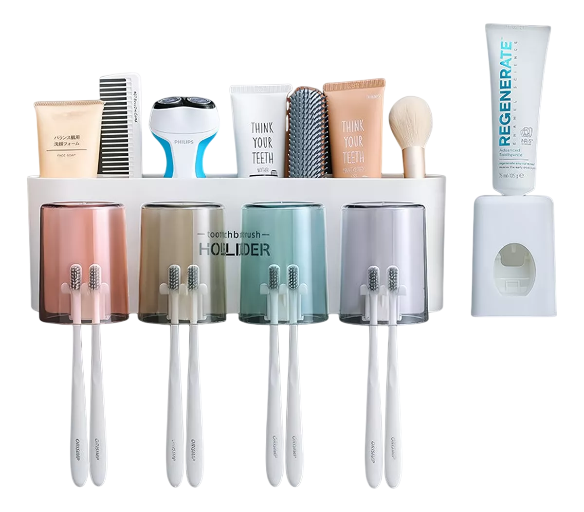 Soporte para Cepillos de Dientes con Dispensador de Pasta Dental