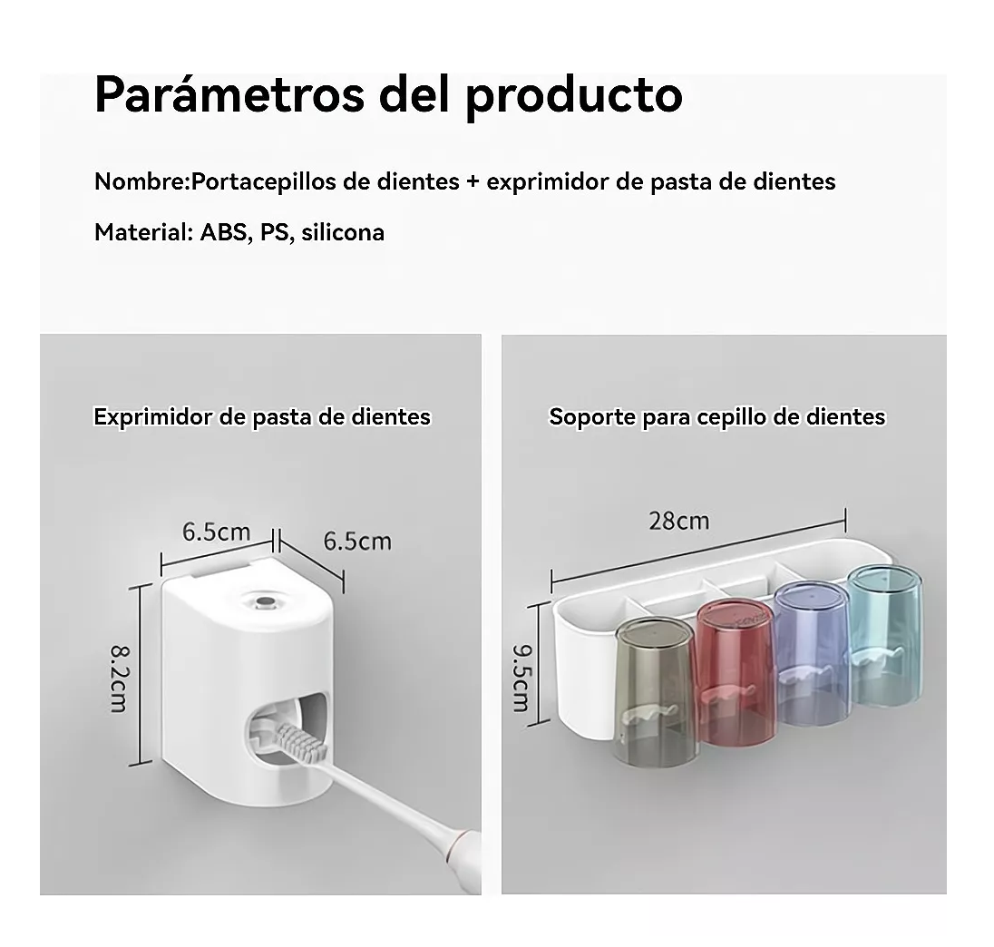 Foto 4 pulgar | Soporte para Cepillos de Dientes con Dispensador de Pasta Dental