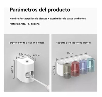 Foto 3 | Soporte para Cepillos de Dientes con Dispensador de Pasta Dental
