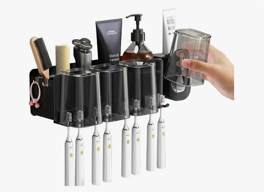 Porta Cepillo De Pared Dispensadorde Pasta Dental Con4 Vasos
