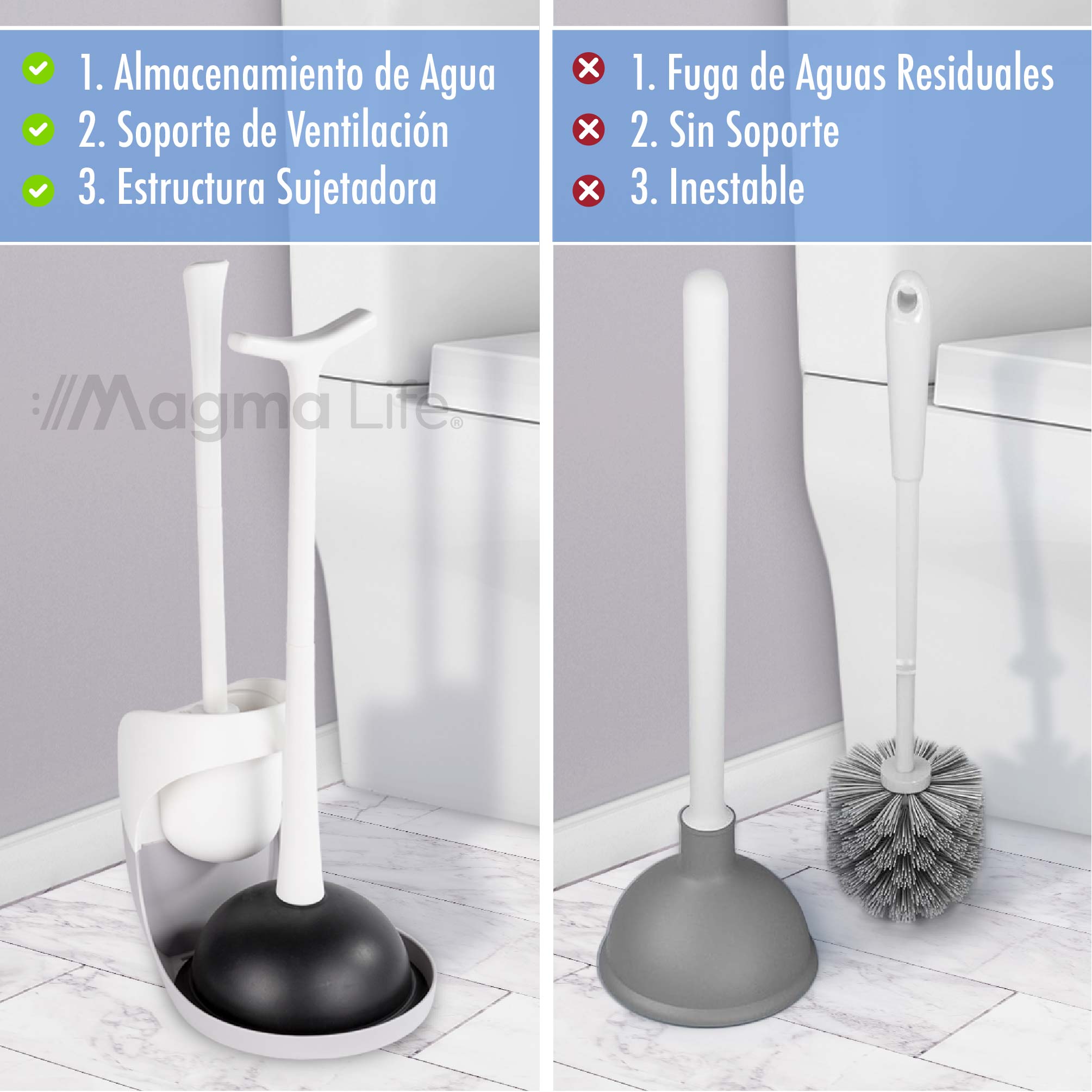 Foto 8 pulgar | Cepillo para Baño con Destapador Magma Life