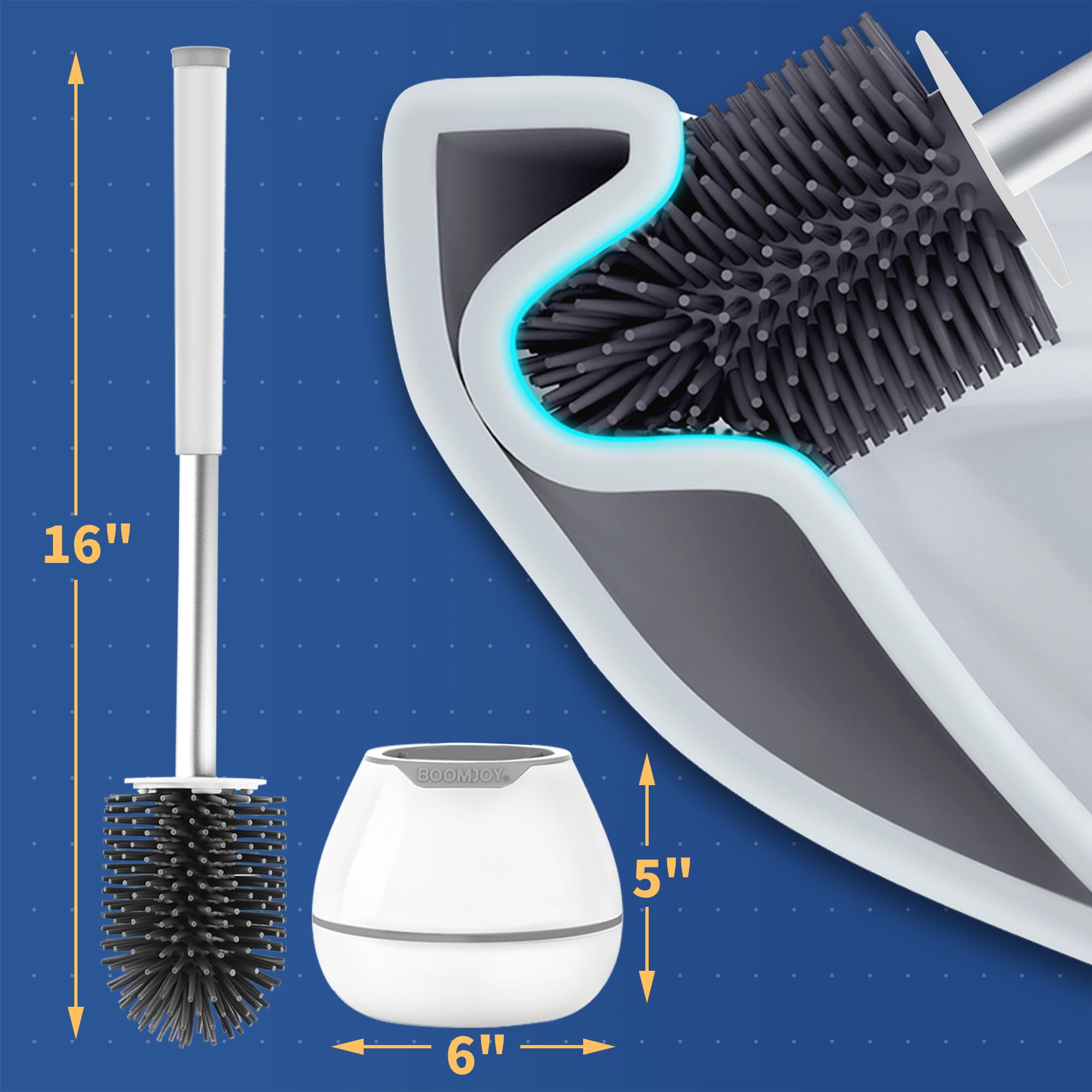 Foto 7 pulgar | Juego de Escobillas para Inodoro Boomjoy Limpiador de Cuencos de Silicona Blanco - Venta Internacional