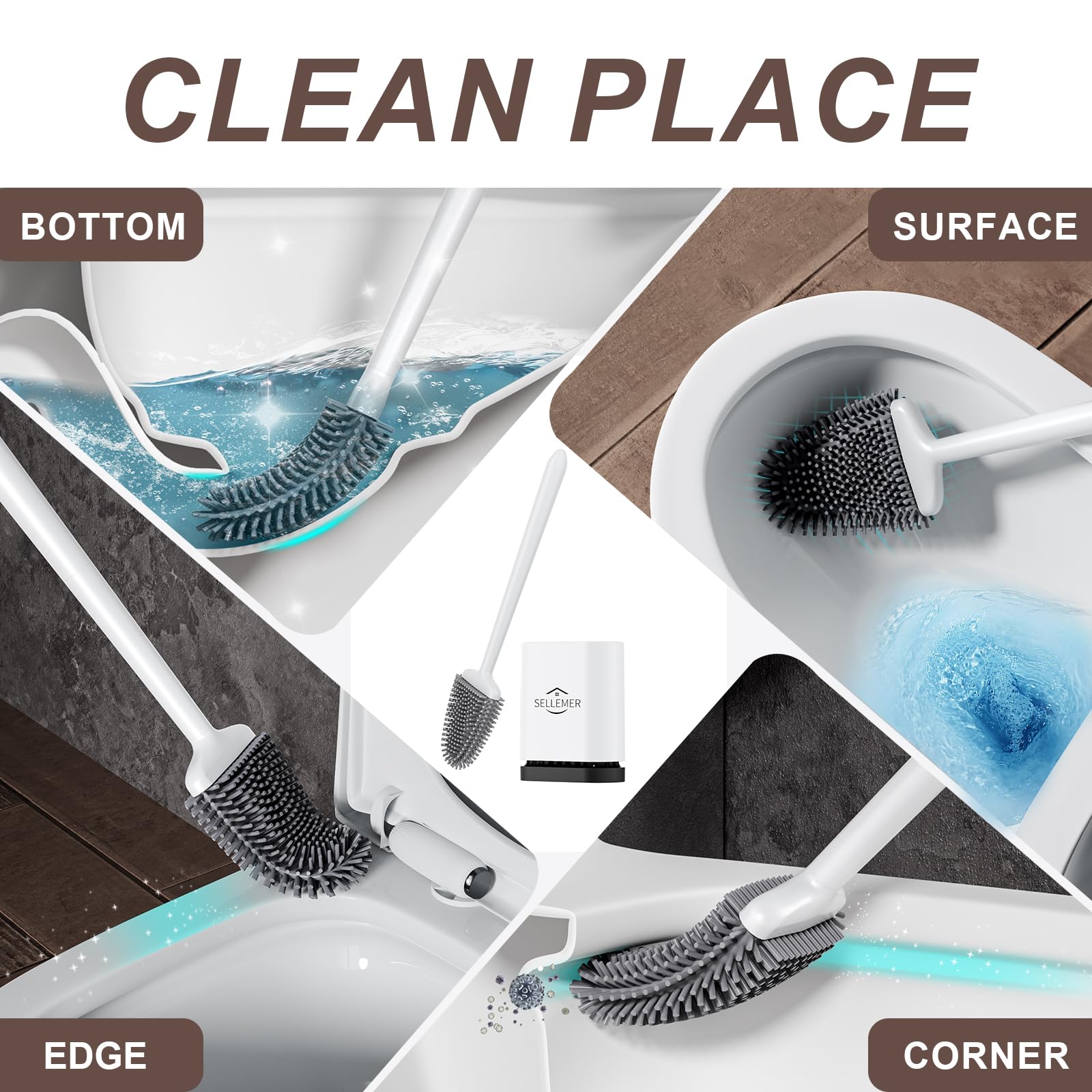 Foto 3 pulgar | Set de Escobillas de Baño Sellemer con Cerdas de Silicona - Venta Internacional