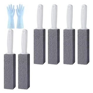 Foto 1 | Limpieza Inodoro De Baño Cepillo Piedra Pómez+ Guantes 6 Pcs Gris/blanco