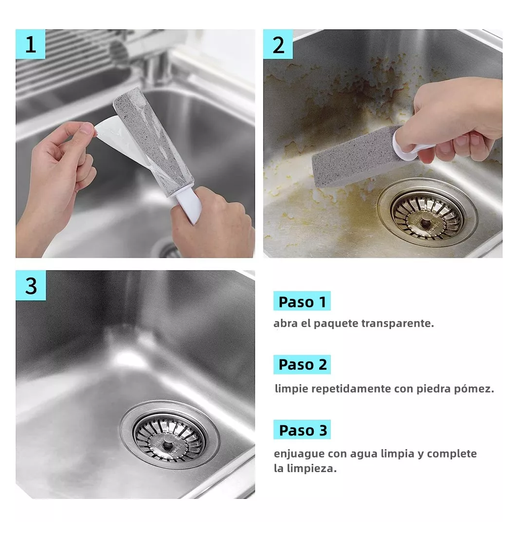 Foto 5 pulgar | Limpieza Inodoro De Baño Cepillo Piedra Pómez+ Guantes 6 Pcs Gris/blanco
