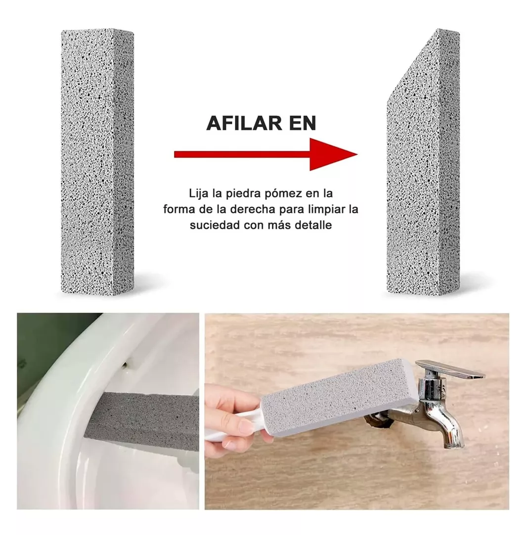 Foto 6 pulgar | Limpieza Inodoro De Baño Cepillo Piedra Pómez+ Guantes 6 Pcs Gris/blanco
