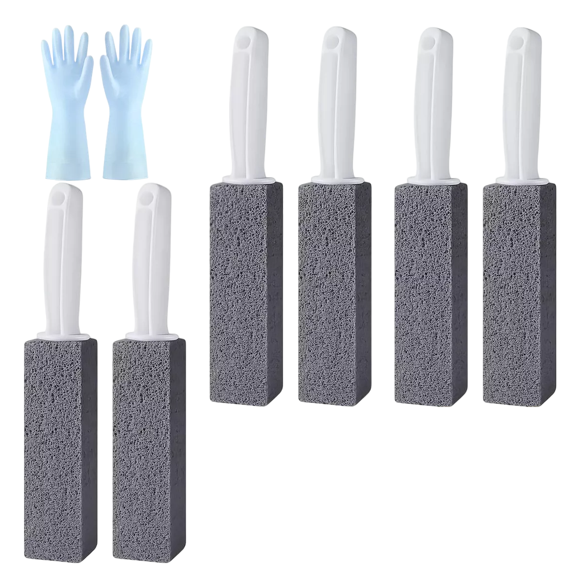 Foto 2 pulgar | Limpieza Inodoro De Baño Cepillo Piedra Pómez+ Guantes 6 Pcs Gris/blanco