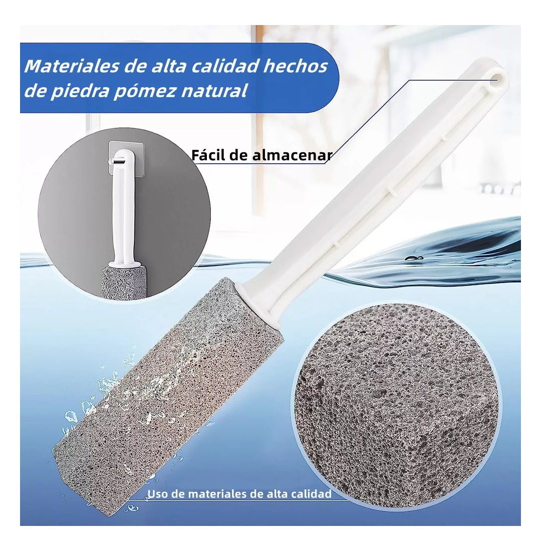 Foto 4 pulgar | Limpieza Inodoro De Baño Cepillo Piedra Pómez+ Guantes 6 Pcs Gris/blanco