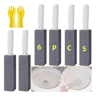 Foto 3 | Limpieza Inodoro De Baño Cepillo Piedra Pómez+ Guantes 6 Pcs Gris