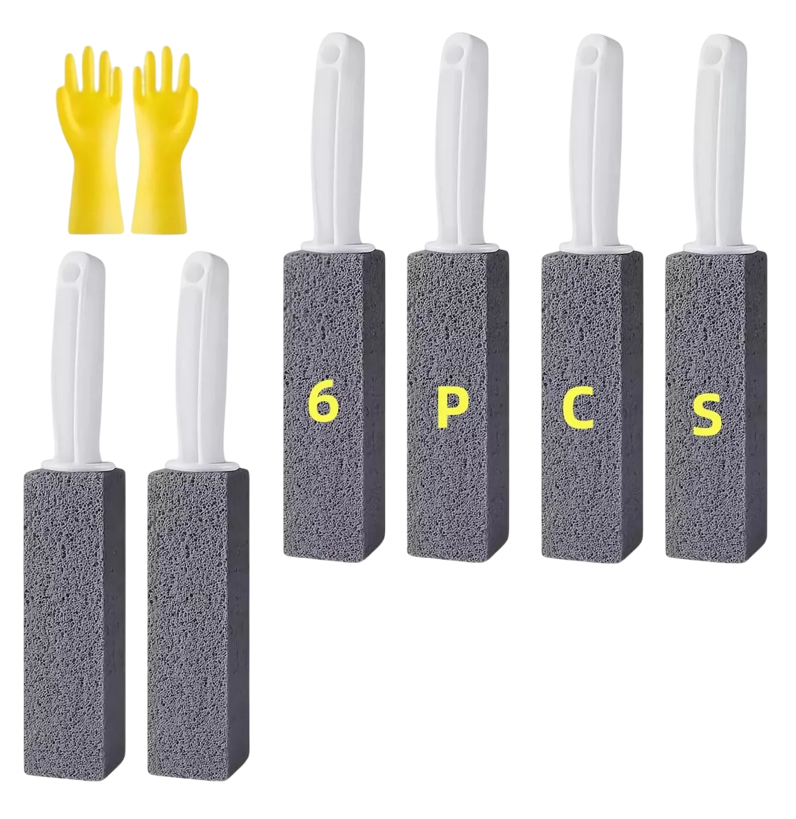 Foto 2 pulgar | Limpieza Inodoro De Baño Cepillo Piedra Pómez+ Guantes 6 Pcs Gris