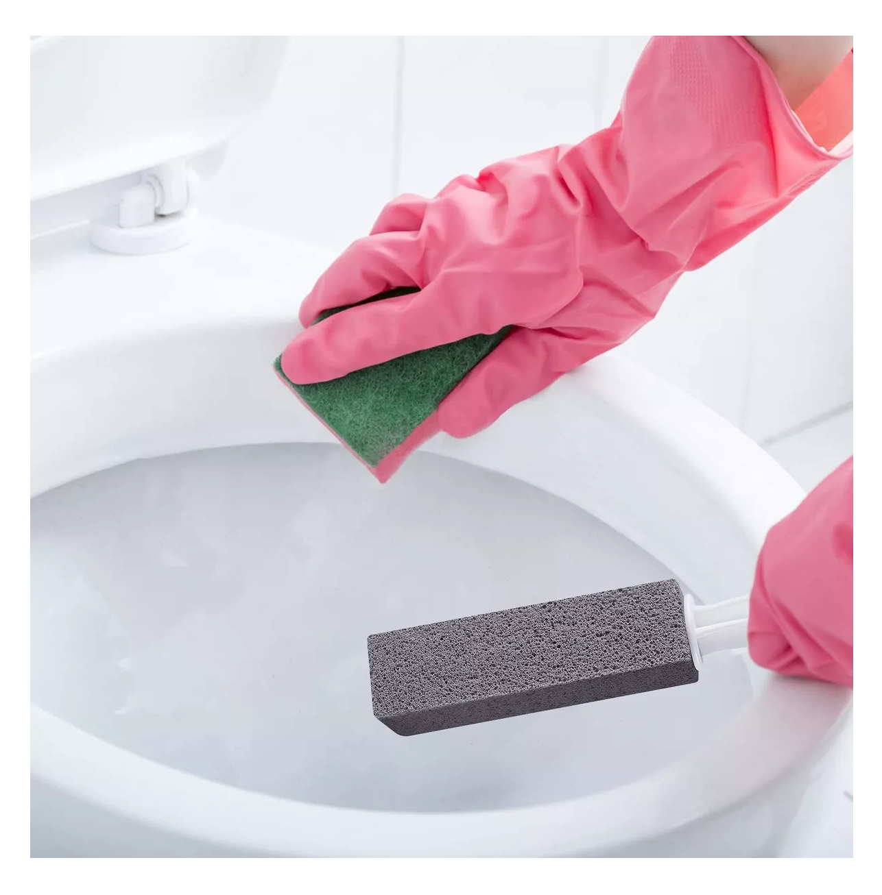 Foto 5 pulgar | Limpieza Inodoro De Baño Cepillo Piedra Pómez+ Guantes 6 Pcs Gris