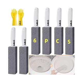 Foto 3 | Limpieza Inodoro De Baño Cepillo Lab.g Piedra Pómez+ Guantes 6 Pcs Gris
