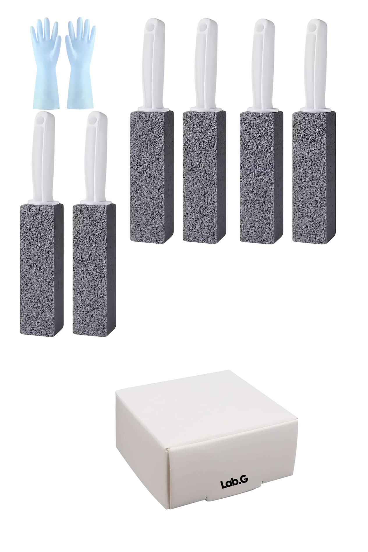 Foto 2 pulgar | Limpieza Inodoro De Baño Cepillo Piedra Pómez +  Guantes 6 Pcs Gris/blanco