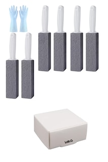 Foto 1 | Limpieza Inodoro De Baño Cepillo Piedra Pómez + Guantes 6 Pcs Gris/blanco