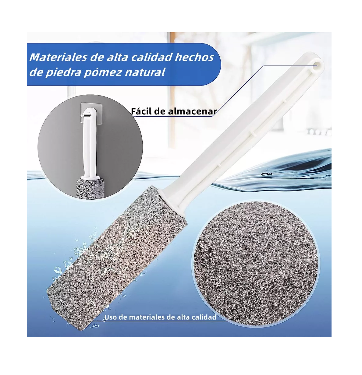 Foto 4 pulgar | Limpieza Inodoro De Baño Cepillo Piedra Pómez +  Guantes 6 Pcs Gris/blanco