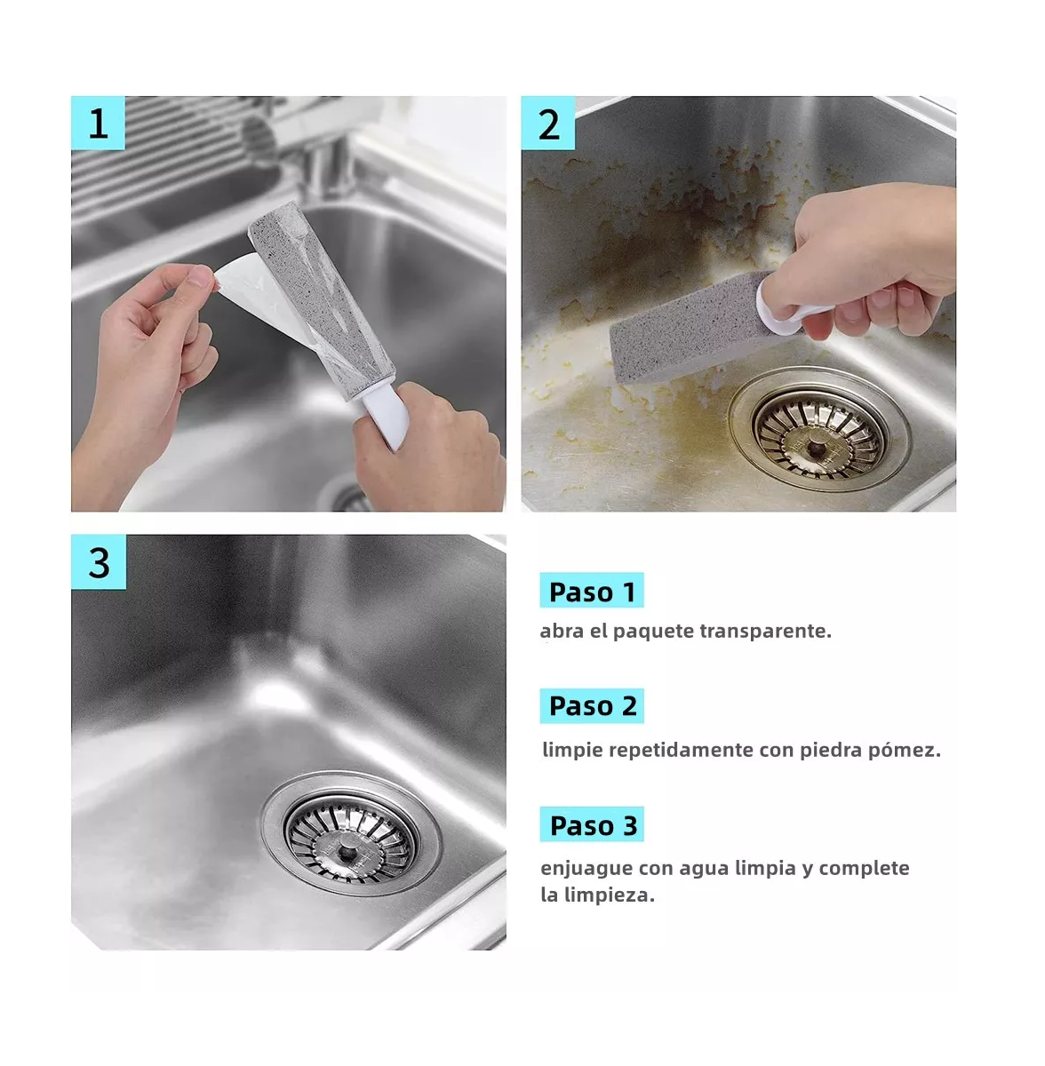 Foto 5 pulgar | Limpieza Inodoro De Baño Cepillo Piedra Pómez +  Guantes 6 Pcs Gris/blanco