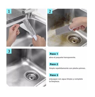 Foto 4 | Limpieza Inodoro De Baño Cepillo Piedra Pómez + Guantes 6 Pcs Gris/blanco