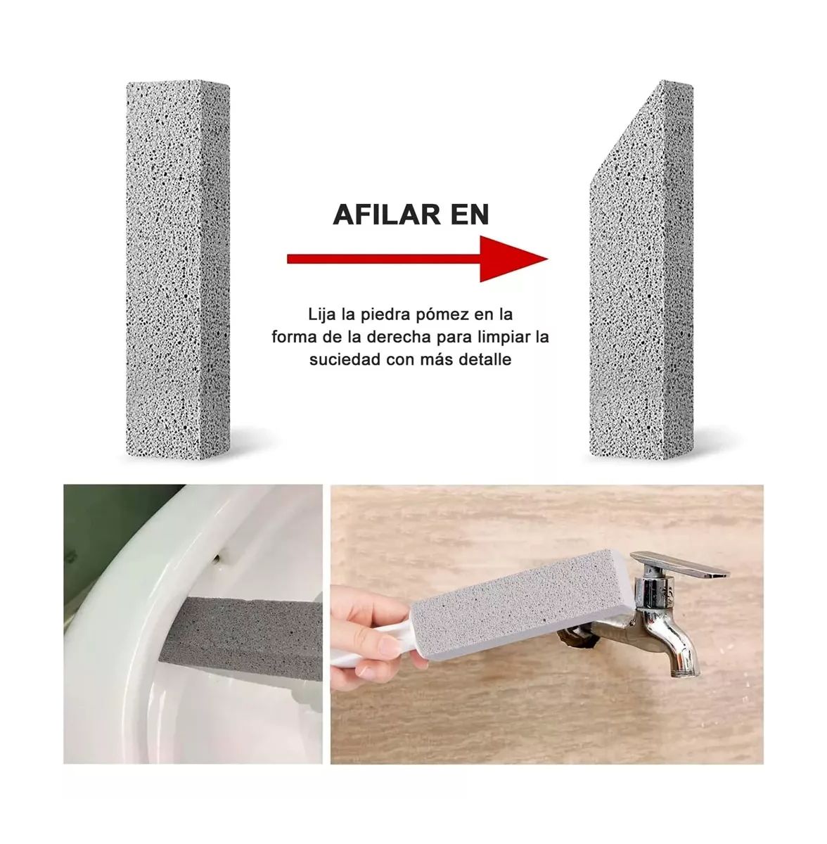 Foto 5 | Limpieza Inodoro De Baño Cepillo Piedra Pómez +  Guantes 6 Pcs Gris/blanco