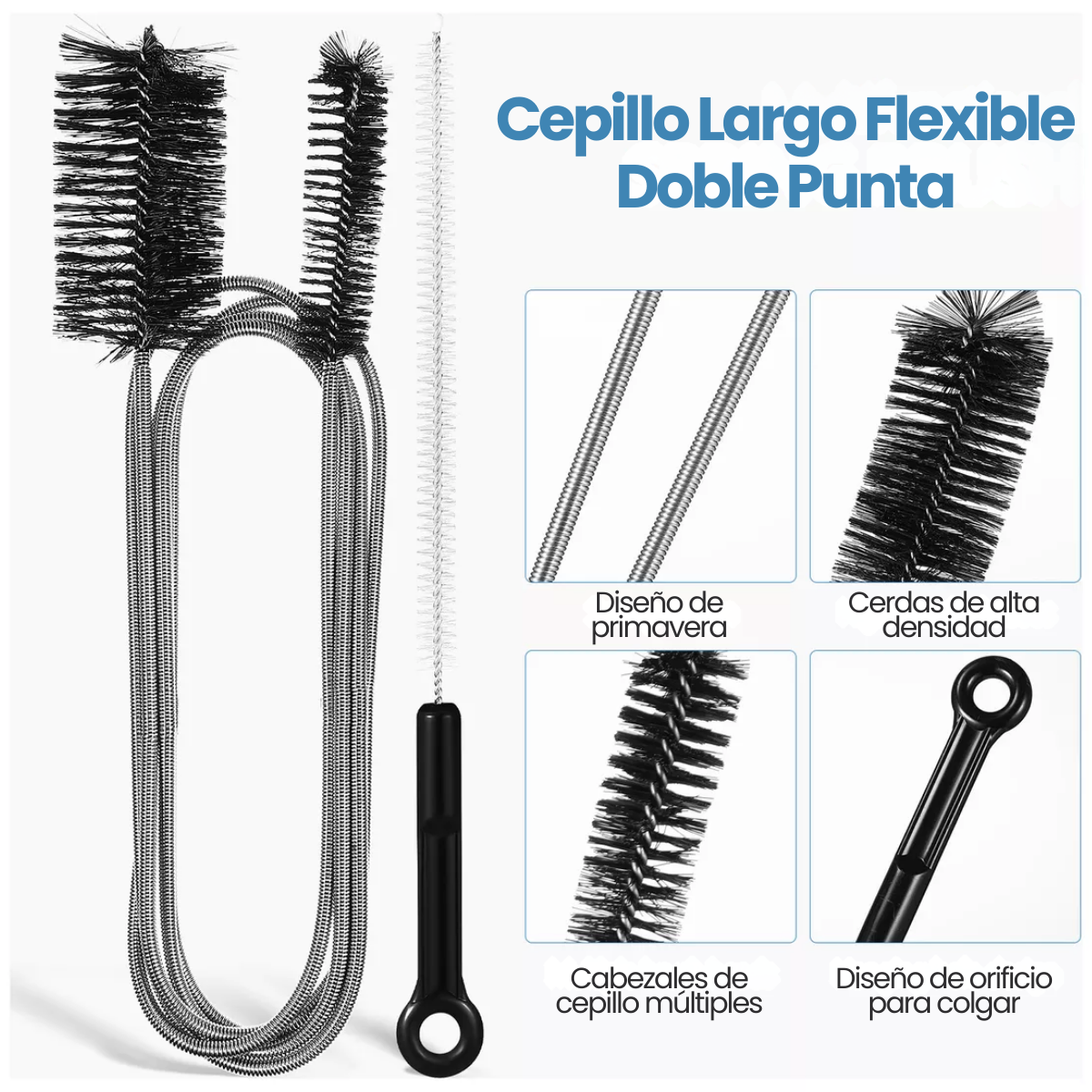 Foto 3 pulgar | Cepillo Para Polvo Drenaje Limpieza Largo Flexible 2 Cabezas