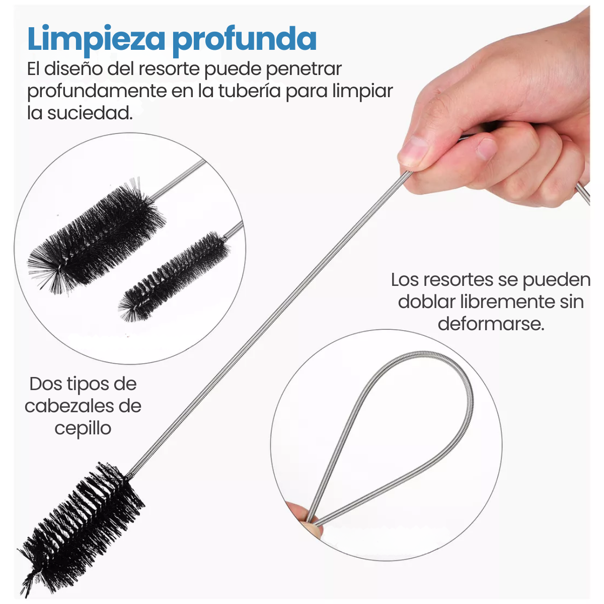 Foto 6 pulgar | Cepillo Para Polvo Drenaje Limpieza Largo Flexible 2 Cabezas