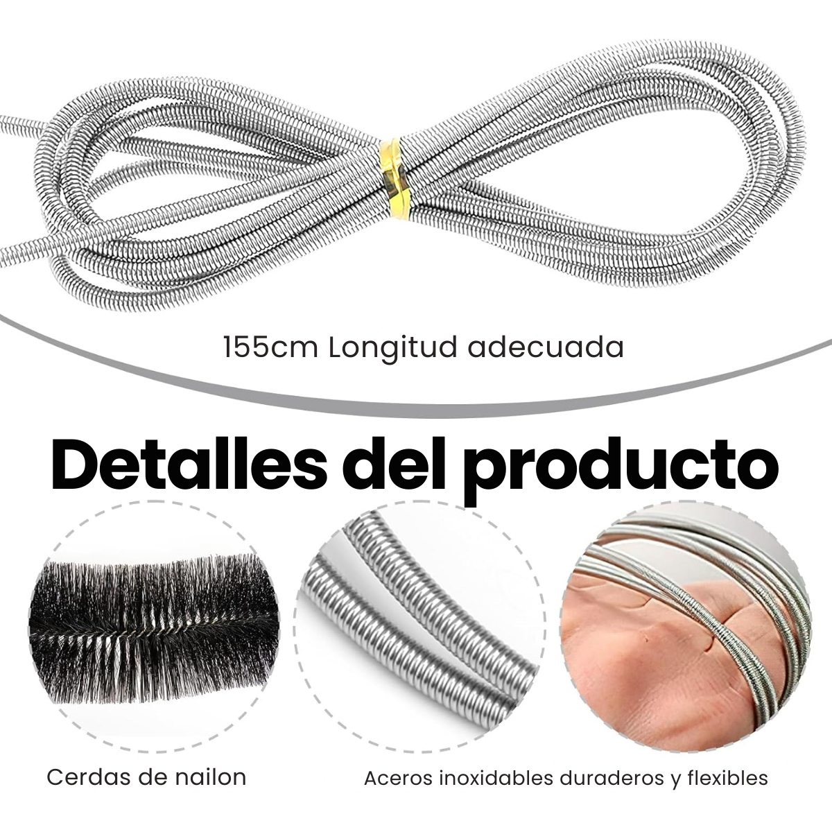 Foto 8 pulgar | Cepillo Para Polvo Drenaje Limpieza Largo Flexible 2 Cabezas
