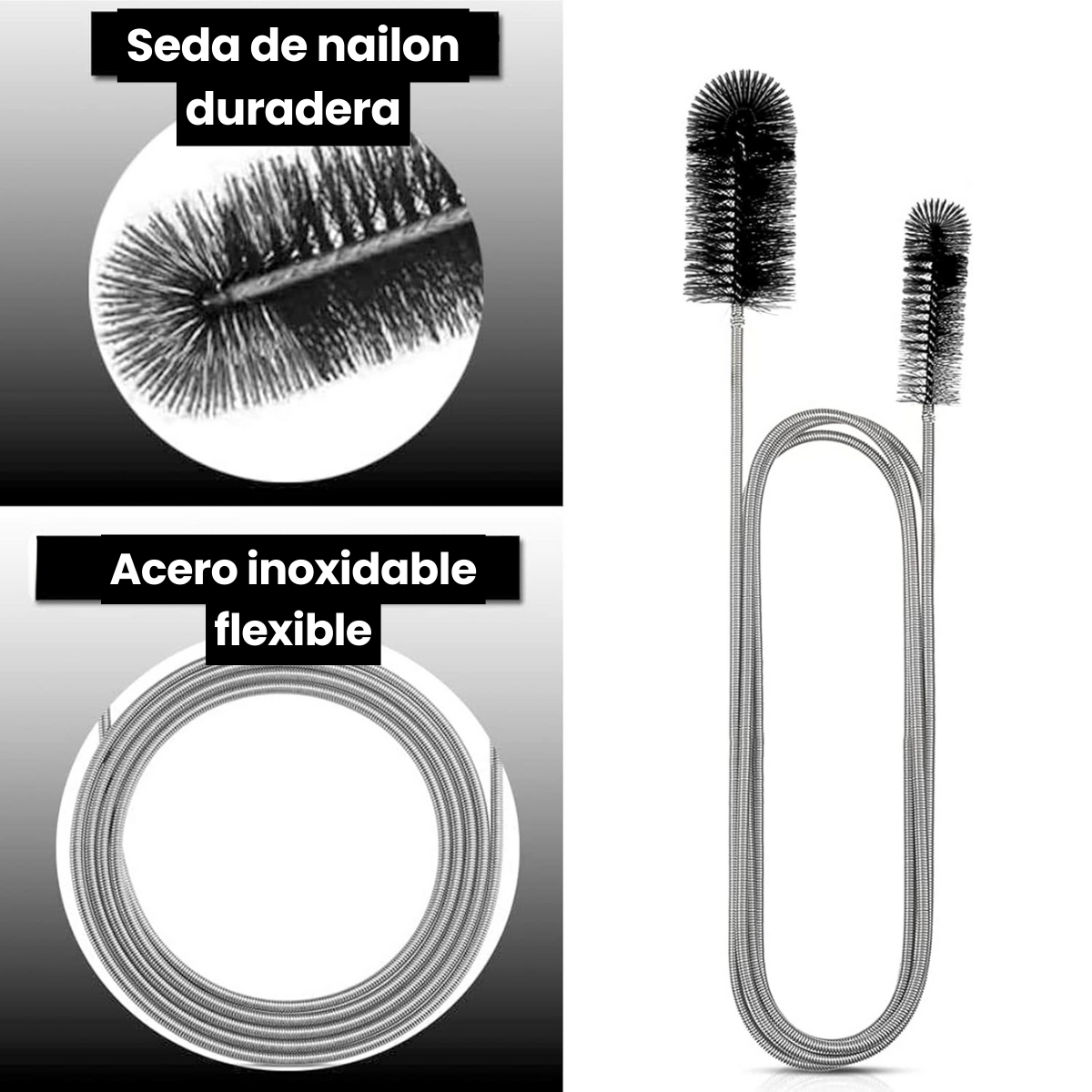 Foto 9 pulgar | Cepillo Para Polvo Drenaje Limpieza Largo Flexible 2 Cabezas
