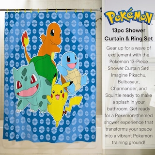 Foto 2 | Juego De Cortinas De Baño Franco Pokemon Anime, 13 Piezas, Oficial - Venta Internacional.