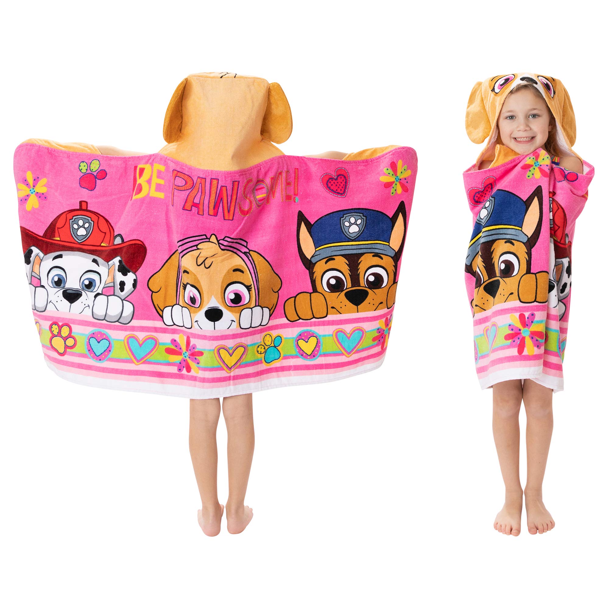 Toalla Con Capucha Franco Paw Patrol, Algodón Rosa, De 3 A 7 Años - Venta Internacional.