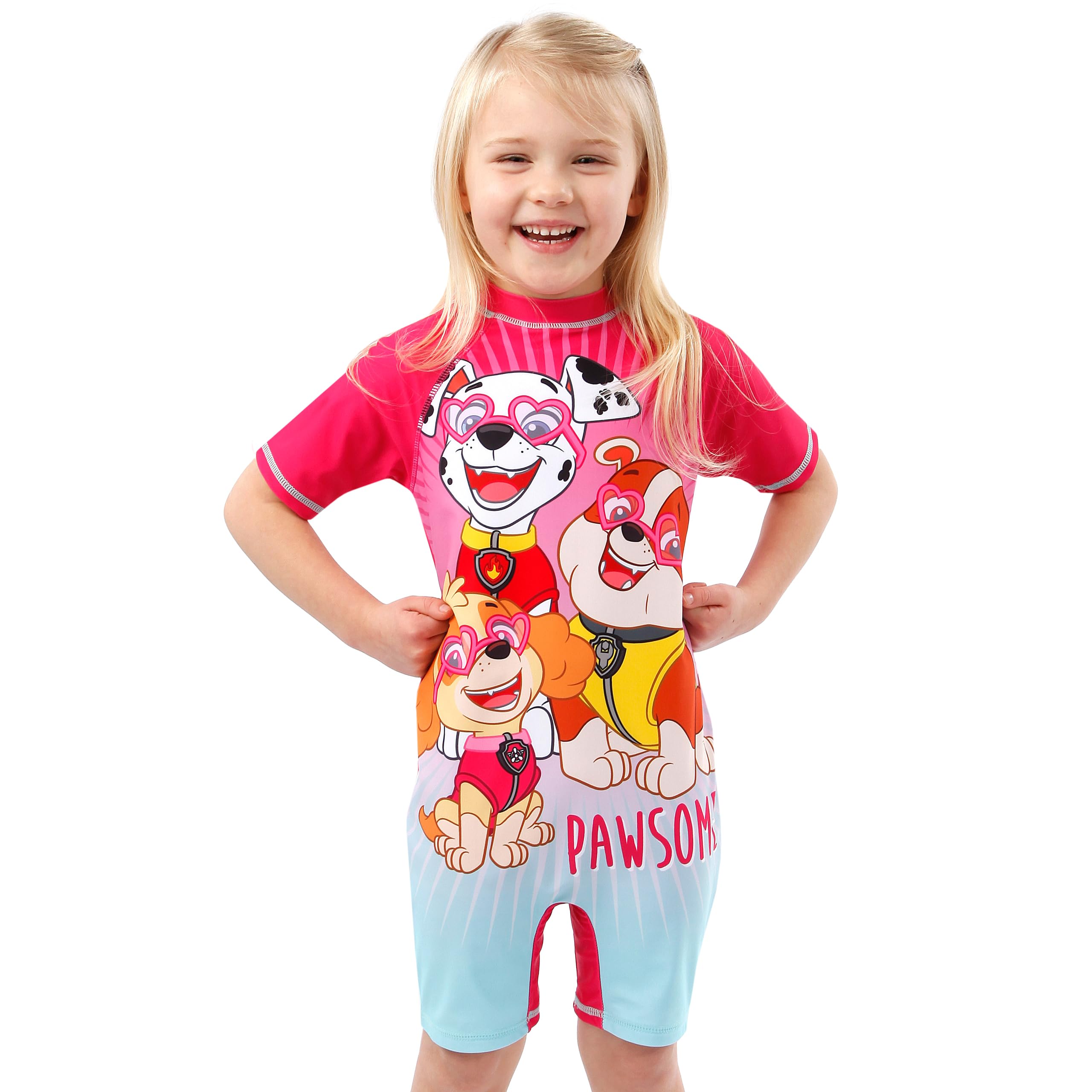 Foto 3 pulgar | Traje De Baño Paw Patrol Para Niñas De Una Sola Pieza, Protector Contra Erupciones Cutáneas, Rosa, 6 Años -