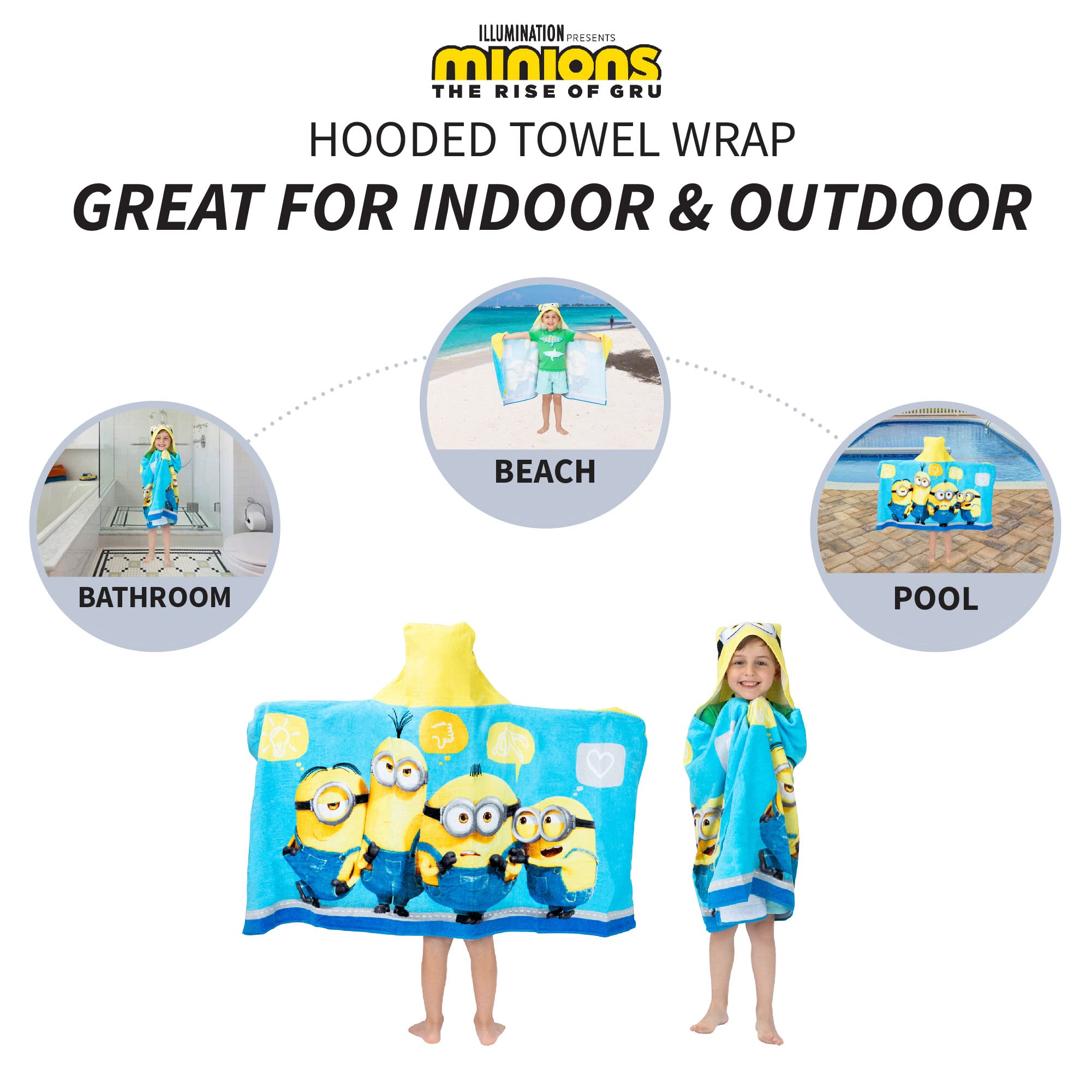 Foto 4 | Toalla Con Capucha Despicable Me Minions Franco Kids 60 X 120 Cm - Venta Internacional.