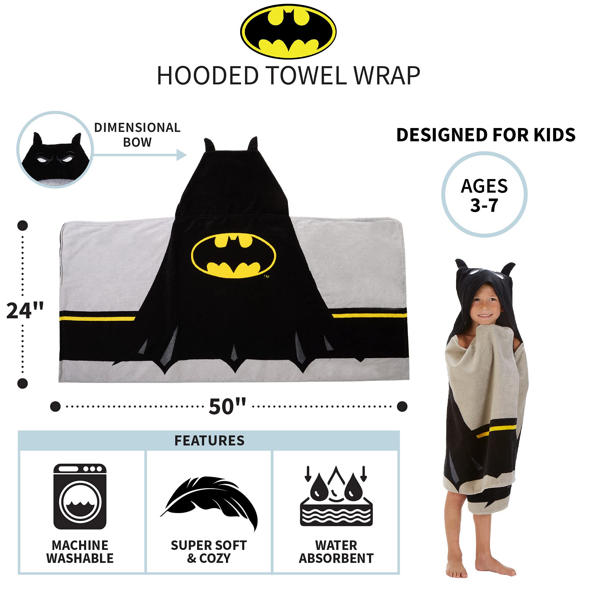 Foto 5 pulgar | Toalla Con Capucha Para Niños De Batman, Bañera/piscina/playa, Algodón - Venta Internacional.