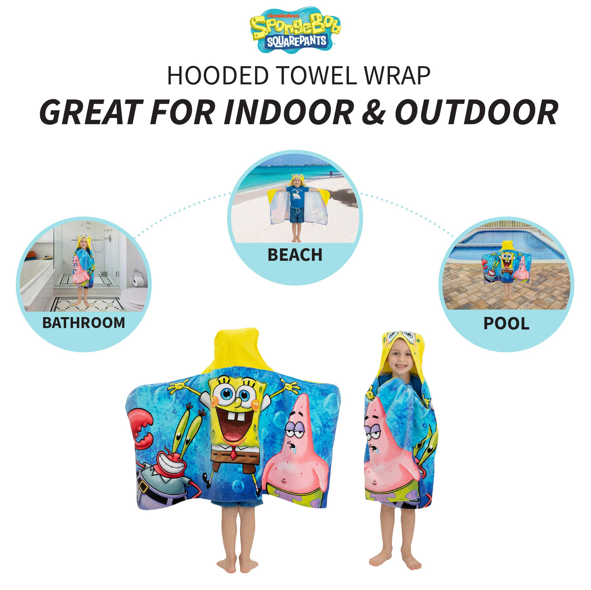 Foto 5 pulgar | Toalla Con Capucha Franco Kids Para Baño Y Playa, Bob Esponja - Venta Internacional.