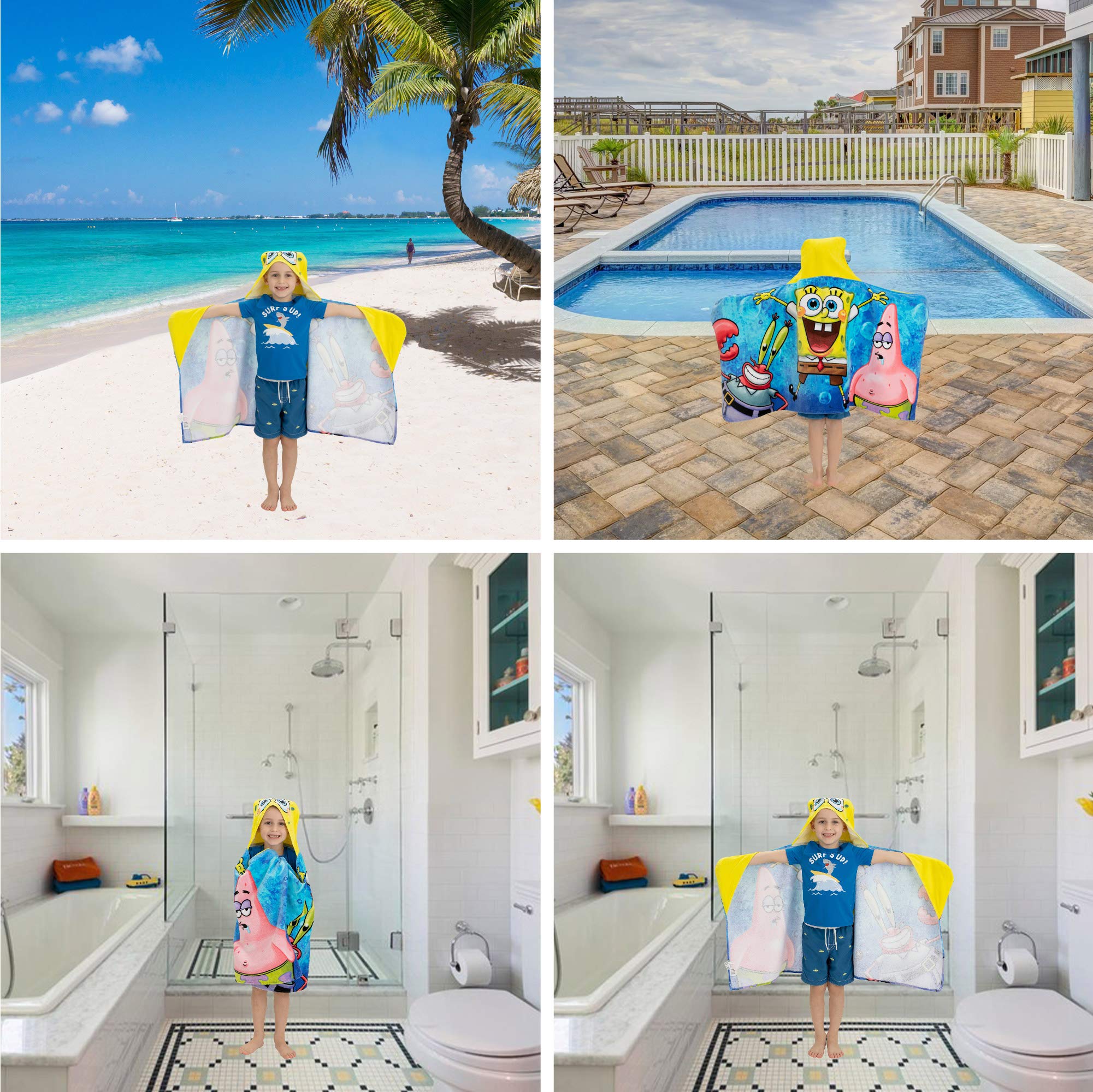Foto 7 pulgar | Toalla Con Capucha Franco Kids Para Baño Y Playa, Bob Esponja - Venta Internacional.