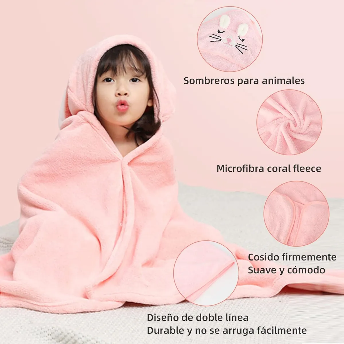 Foto 4 | Toalla para Bebe Conejo Eo Safe Imports Rosa